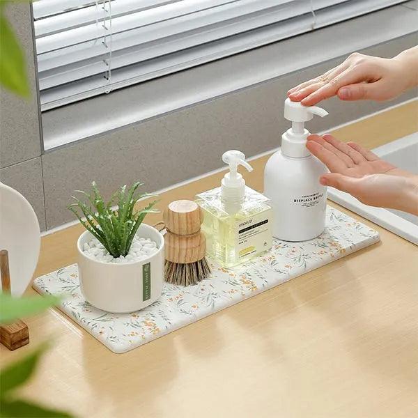 alt="Diatomaceous Earth Stone Sink Absorbent Mat - Floral Texture9"