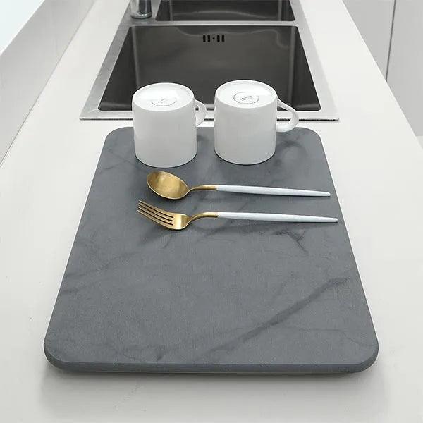 alt="Diatomaceous Earth Stone Kitchen Drying Mat - Marble Texture7"