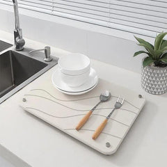 alt="Diatomaceous Earth Stone Kitchen Drying Mat - Stream Texture2"