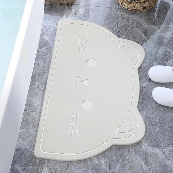 alt="Diatomaceous Earth Stone Bath Mat - Cat Shape6"