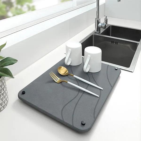 alt="Diatomaceous Earth Stone Kitchen Drying Mat - Stream Texture5"